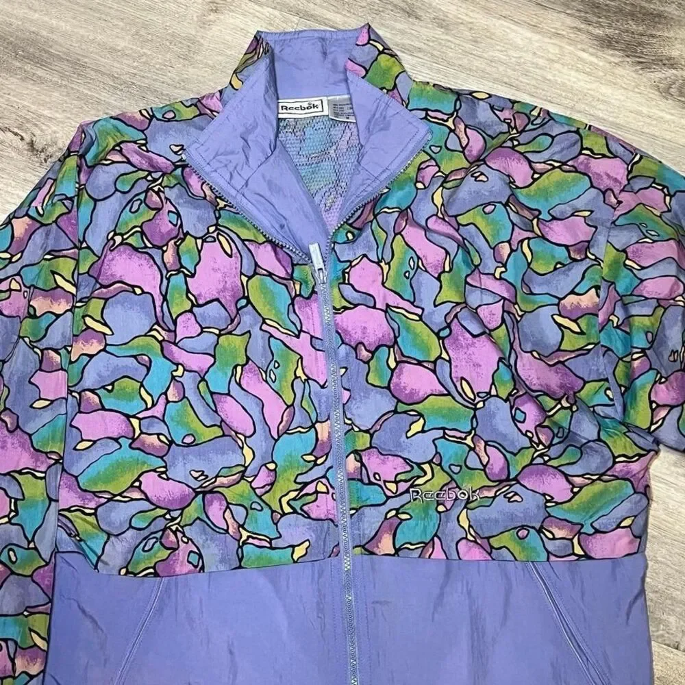 Vintage 90s Reebok Windbreaker Jacket Womens Size Medium Full Zip‎ - Picture 3 of 6